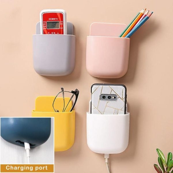 Wall Mounted Mobile And Remote Holder | wall Mounted Storage Case For Remote, Toothbrush, Mobile Phone Plug Holder | Multifunctional Storage Holder