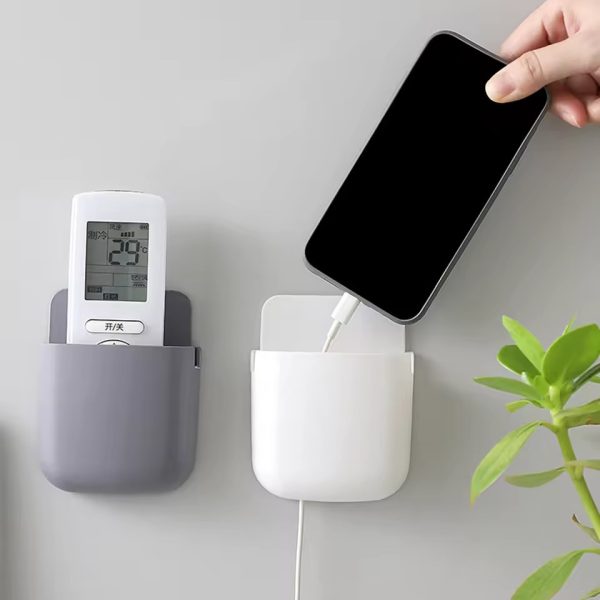 Wall Mounted Mobile And Remote Holder | wall Mounted Storage Case For Remote, Toothbrush, Mobile Phone Plug Holder | Multifunctional Storage Holder