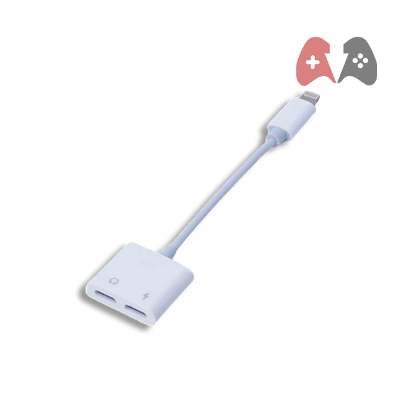 IPHONE 2-in-1 Dual Lightning Charging and Gaming Headphone Adapter Cable, Lightning 3.5mm ,headphone Adapter