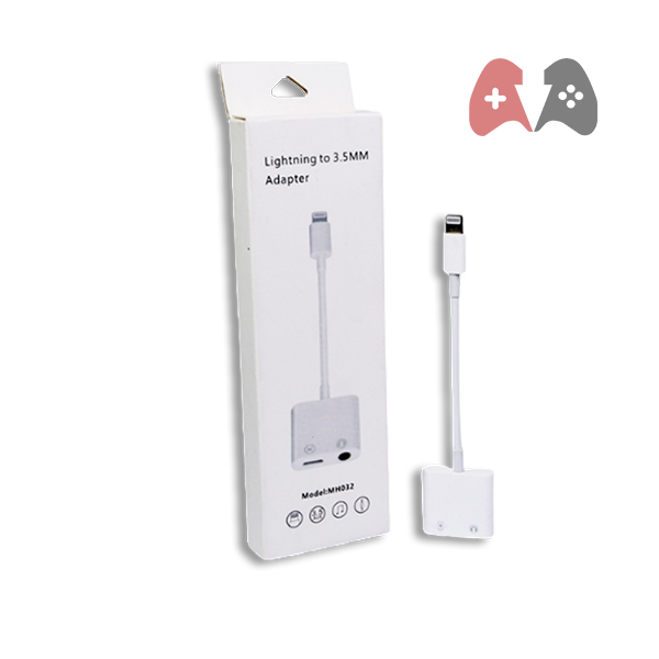 IPHONE 2-in-1 Dual Lightning Charging and Gaming Headphone Adapter Cable, Lightning 3.5mm ,headphone Adapter