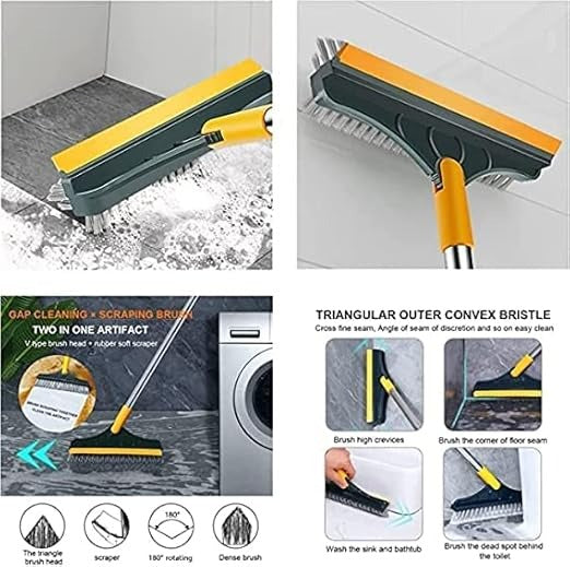 2 In 1 Floor Cleaning Brush Bathroom Tile Windows Floor Cleaning Brush With 120° Rotatable Head – Multipurpose Bathroom Floor Cleaning Brush – Floor Brush Scrubber