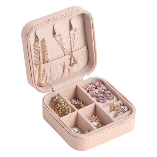 Women Compact Travel Leather Jewelry Organizer Box