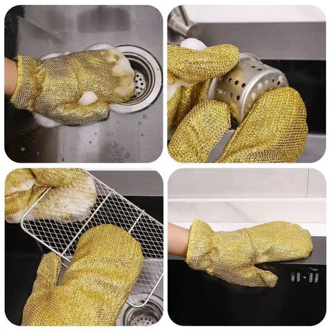 1 Pcs Multipurpose Wire Dishwashing Gloves Anti-heat Aluminium Gloves