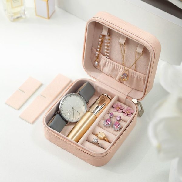 Women Compact Travel Leather Jewelry Organizer Box