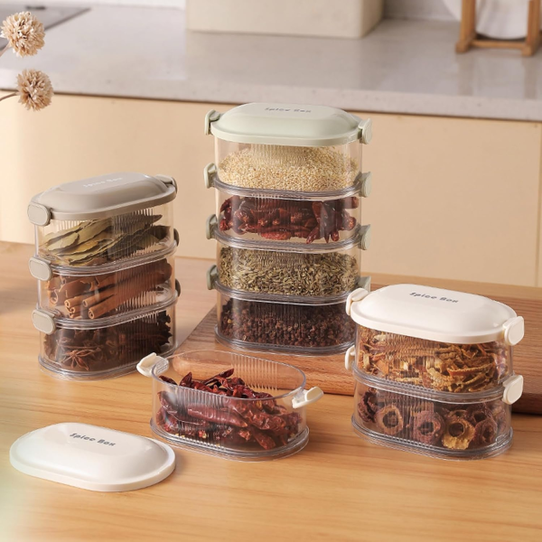 4 Layers Seasoning Spice, Seasoning Storage Box, Multi Tableware Set Accessories For Outdoor