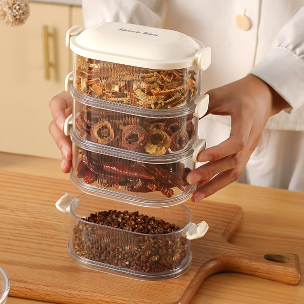 4 Layers Seasoning Spice, Seasoning Storage Box, Multi Tableware Set Accessories For Outdoor