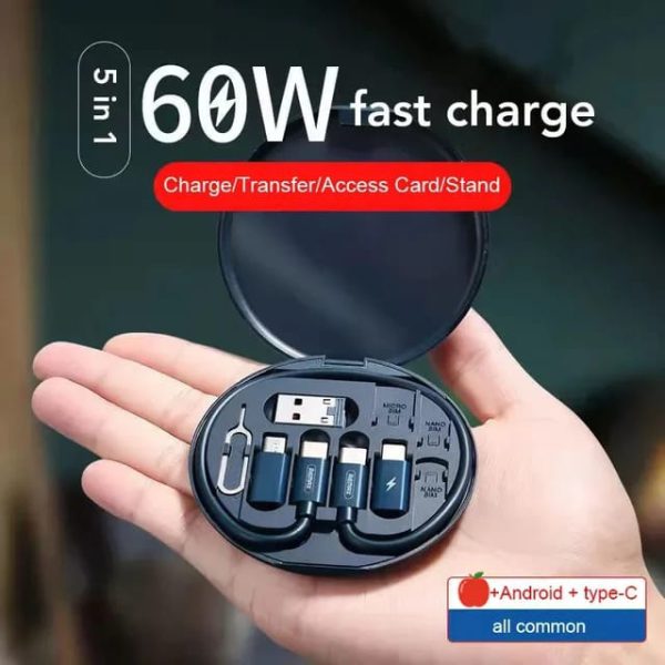 Mobile Data And Charging Cable 5 In 1 | All Solutions In One| 60w Fast Charging.