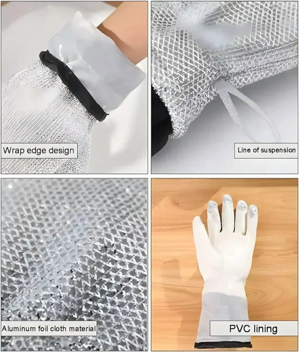 1 Pcs Multipurpose Wire Dishwashing Gloves Anti-heat Aluminium Gloves