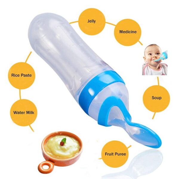 Baby Spoon Feeder Silicone Bottle Feeding (random Color)