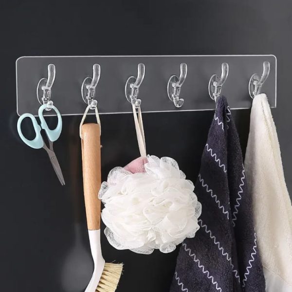 Double Row Adhesive Hook | Transparent Sticky Hook | Wall Hooks Self Adhesive Clothes Coat