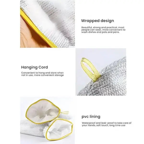 1 Pcs Multipurpose Wire Dishwashing Gloves Anti-heat Aluminium Gloves