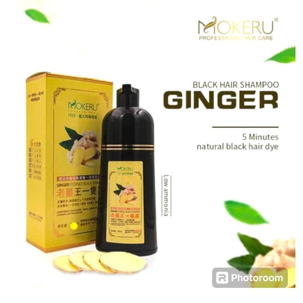 Mokeru Ginger Extract Black Hair Dye Shampoo 200 ML
