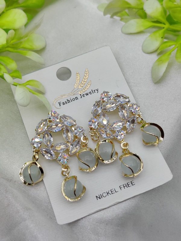 Exquisite Crystal Halo Earrings With Chic Gemstone Dangles | Best Quality Artificial Earrings For Girls & Women