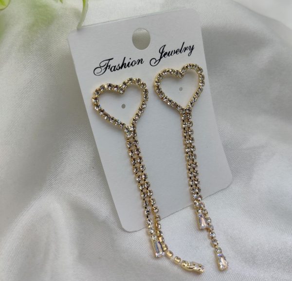 Heart-shaped Dangle Earrings With Crystal Detailing | Best Quality Artificial Earrings For Girls & Women