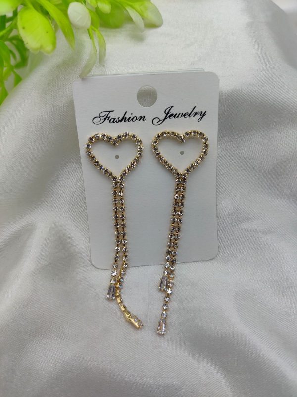 Heart-shaped Dangle Earrings With Crystal Detailing | Best Quality Artificial Earrings For Girls & Women