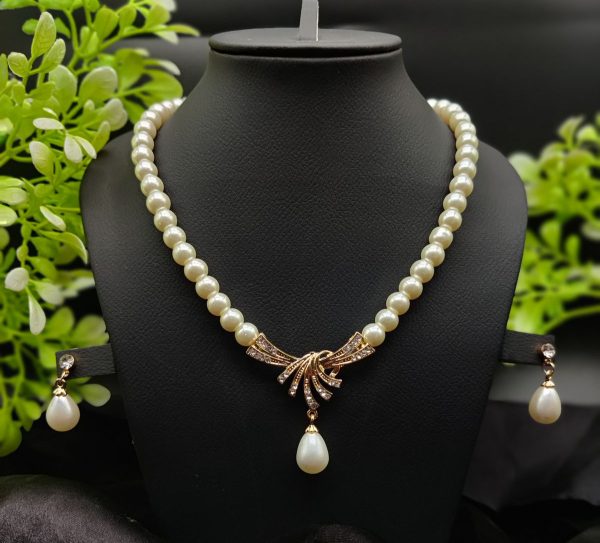 Timeless Pearl Necklace Set With Radiant Pendant & Earrings | Girls & Women Fashion