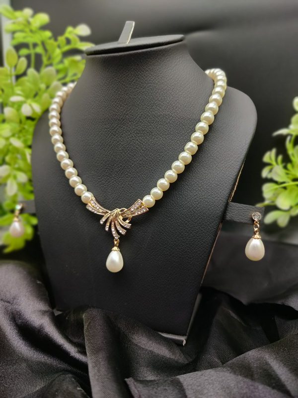 Timeless Pearl Necklace Set With Radiant Pendant & Earrings | Girls & Women Fashion