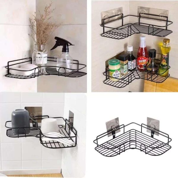 Metal Corner Rack For Bathroom & Kitchen | Bathroom Metal Shelf Organizer | Storage Rack Corner Frame Shampoo Storage Holder
