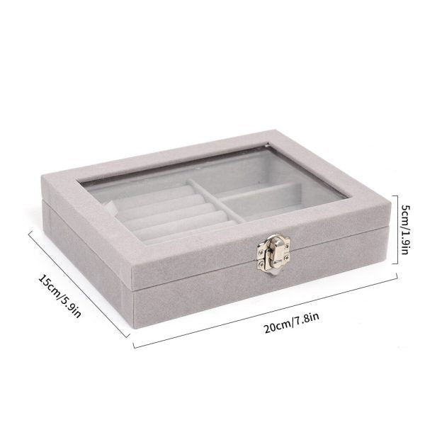 Mistico Velvet Jewelry Carrying Case With Glass Cover | Jewelry Display Box