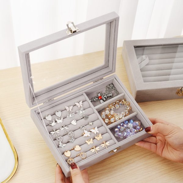 Mistico Velvet Jewelry Carrying Case With Glass Cover | Jewelry Display Box