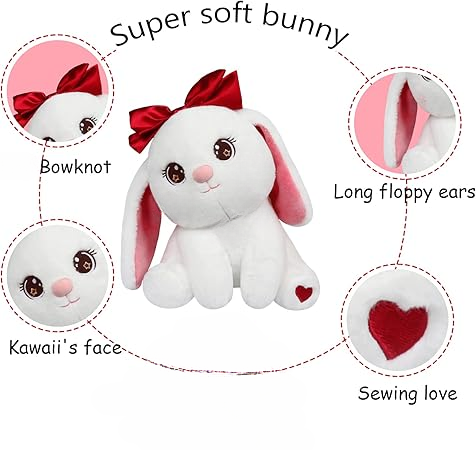 Princess Style Bow Bunny Rabbit Plushie | Fluffy & Soft Stuffed Animal Plush Toy For Kids – 22 Cm