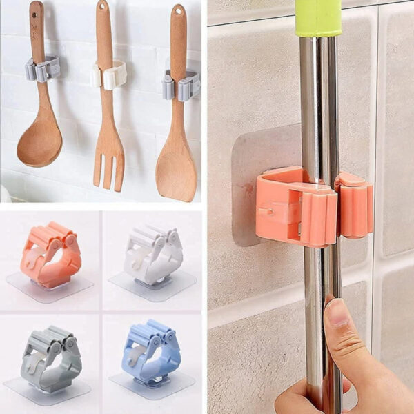 Self Adhesive Mop And Broom Holder Wall Mount Magic Hanger (random Color)