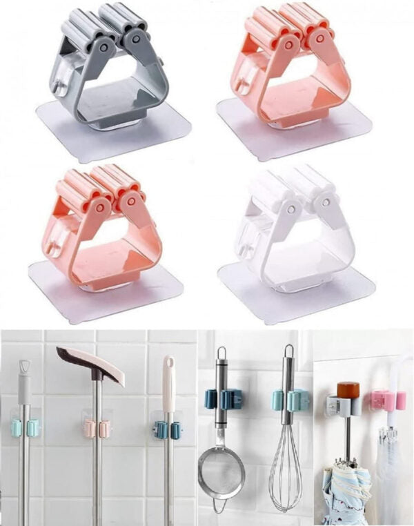 Self Adhesive Mop And Broom Holder Wall Mount Magic Hanger (random Color)