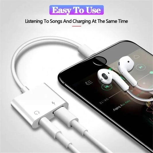 IPHONE 2-in-1 Dual Lightning Charging and Gaming Headphone Adapter Cable, Lightning 3.5mm ,headphone Adapter