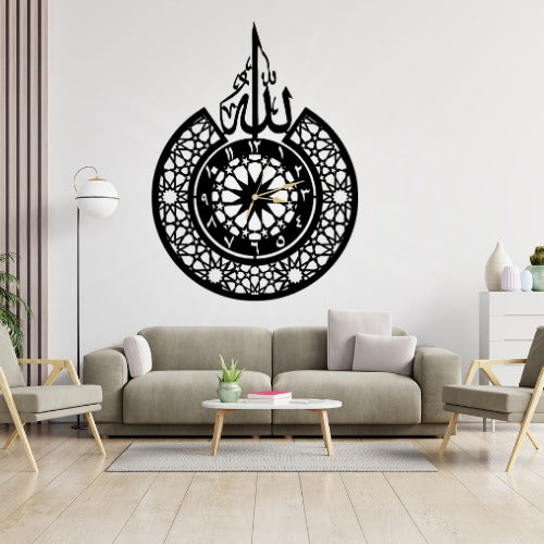 3d Islamic Wooden Wall Clock With ‘allah’ Design – Elegant Decorative Clock For Home, Office Or Gift – Laser Cut 3mm Lasani Wood – Lightweight, Durable & Stylish