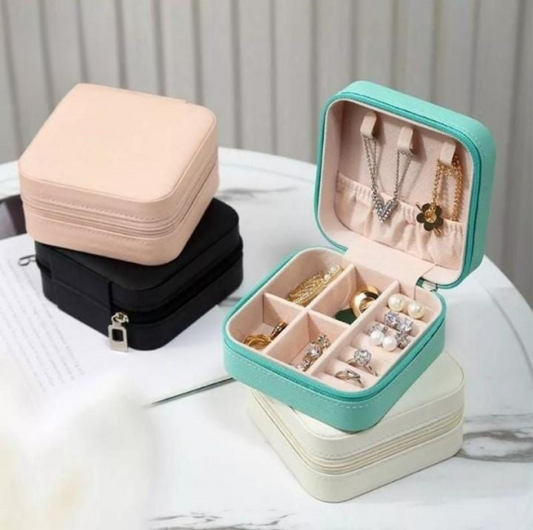 Women Compact Travel Leather Jewelry Organizer Box