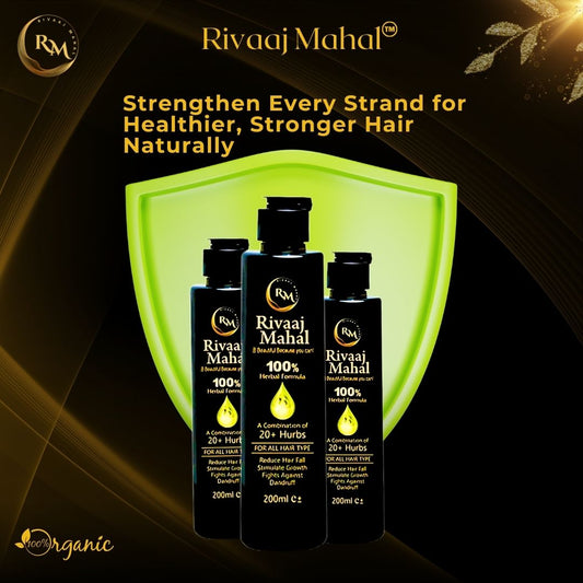Rivaaj Mahal  – 100% Natural Hair Oil Formula + Charcoal Black Shine Conditioner, 2-in-1 Hair Care Combo.