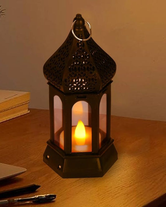 Antique Black Candle Lamp Atmosphere Decoration Creative Gift Hexagonal Wind Lamp