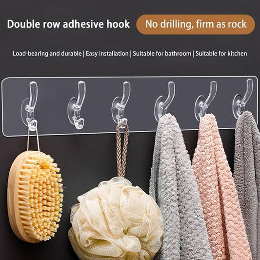 Double Row Adhesive Hook | Transparent Sticky Hook | Wall Hooks Self Adhesive Clothes Coat