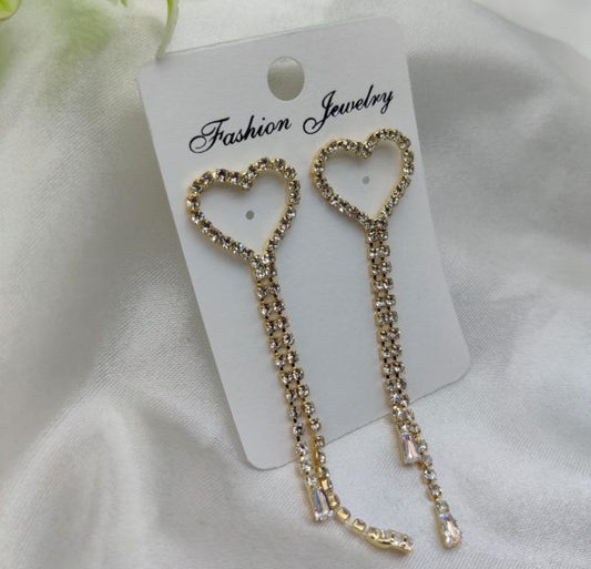 Heart-shaped Dangle Earrings With Crystal Detailing | Best Quality Artificial Earrings For Girls & Women