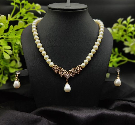 Timeless Pearl Elegance Necklace Set With Drop Earrings | Girls & Women Fashion
