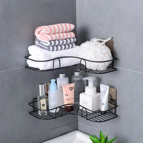 Metal Corner Rack For Bathroom & Kitchen | Bathroom Metal Shelf Organizer | Storage Rack Corner Frame Shampoo Storage Holder