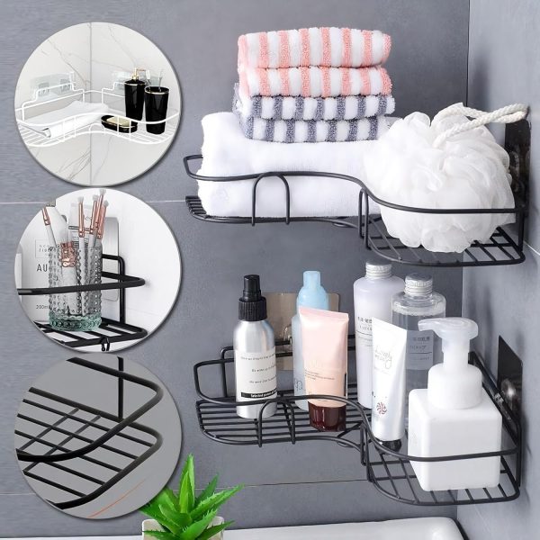 Metal Corner Rack For Bathroom & Kitchen | Bathroom Metal Shelf Organizer | Storage Rack Corner Frame Shampoo Storage Holder