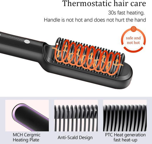 Multifunctional Hair Straightener Brush Heated Brushes Ceramic Anti-scald Hair Straightening Hot Comb Hair Care Fast HeatingProduct