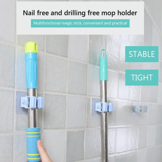 Self Adhesive Mop And Broom Holder Wall Mount Magic Hanger (random Color)